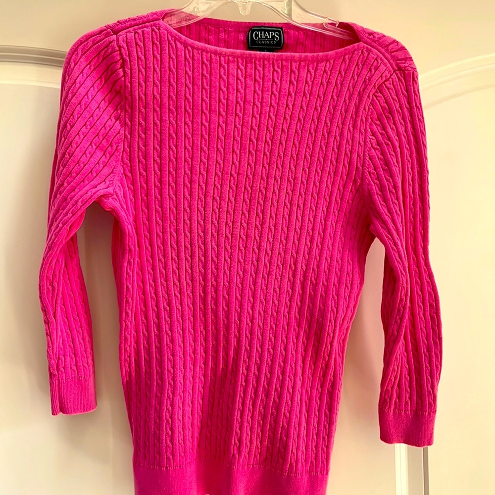 Ladies Chaps Sz L Fuchsia Sweater